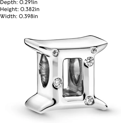 Vista 3 de PANDORA Joyería - Dije brillante de circonita cúbica del zodiaco de Géminis regalo para ella plata de ley Metal Circonita cúbica
