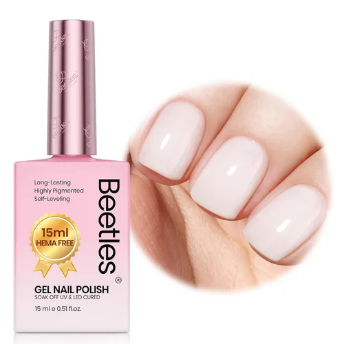 Vista 26 de Beetles - Esmalte de gel blanco, 0.5 onzas líquidas, tamaño completo, sin A - Creme White Hema Free white Rhythm