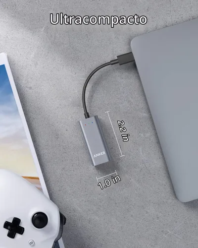 Vista 4 de Anker Adaptador USB C a Ethernet, concentrador de red portátil de 1 Gigabit, 10/100/1000 Mbps, para MacBook Pro, iPad Pro 2019/2018, ChromeBook