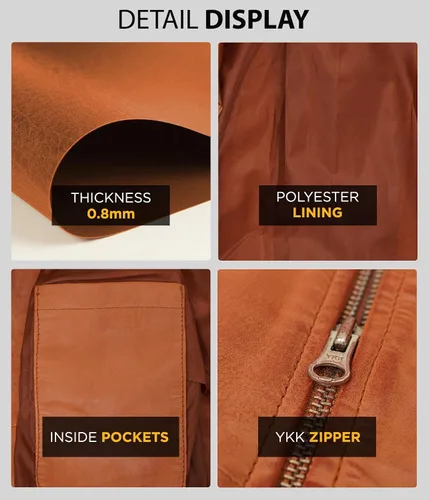 Vista 4 de Blingsoul Leather Jacket Men - Distressed Cafe Racer Leather Motorcycle Jacket Men