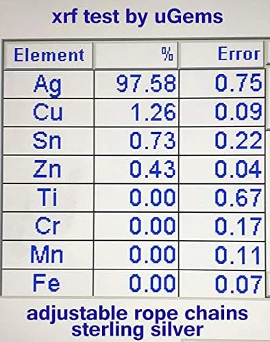 Vista 7 de Cadena de cuerda de plata de ley con corte de diamante fácil ajuste