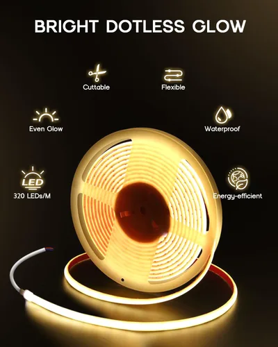 Vista 2 de Tiras de Luces LED COB Luz Azul, 12V 32.8 pies IP67 Impermeable Alto CRI 95Ra+ Súper Brillante, Luces Flexibles para Barco para Pesca Nocturna