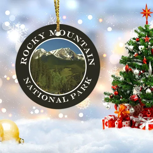 Vista 5 de Adornos de cerámica Parque Nacional de las Montañas Rocosas Adornos Colgantes Decorativos Adornos Personalizados Adorno de Navidad Recuerdo