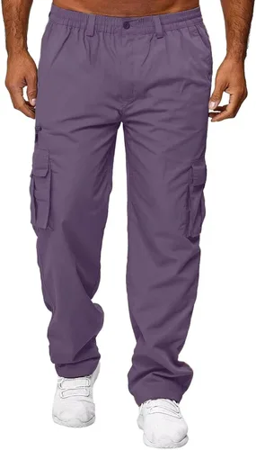 Vista 2 de Pantalones de carga para hombre, ligeros, tácticos, para senderismo, ajuste clásico, múltiples bolsillos