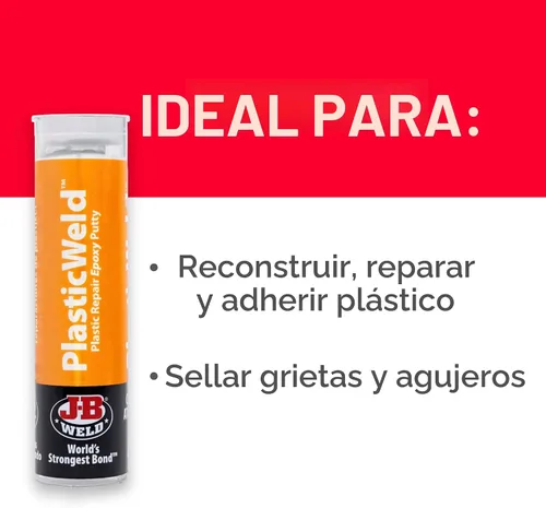 Vista 3 de J-B Weld PlasticWeld, masilla epoxi reparadora de plástico, 2 onzas, 2 onza, Blancuzco