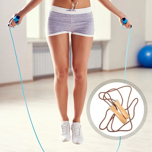 Vista 8 de NOLITOY Weighted Leather Jump Rope with Smooth Wooden Handles Indoor Outdoor Fitness Skipping Rope for Physical Education and Strength Training