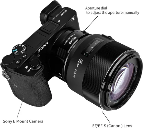 Vista 5 de Meike Adaptador de montaje de enfoque automático para cámaras Canon EF Lens a Sony E Mount MK-EFTE-B, compatible con modos PDAF y CDAF