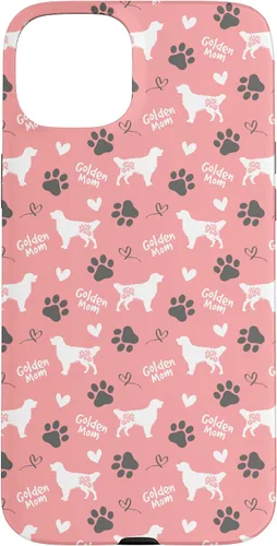 Vista 9 de Golden Retriever - Carcasa para iPhone 17, diseño de mamá y perro, diseño floral, color rosa