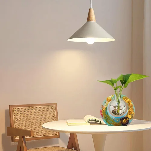 Vista 3 de Molde de resina epoxi de silicona hidropónica al por mayor Marco redondo Diseño nórdico Florero Planta Florero Molde de hormigón con botellas