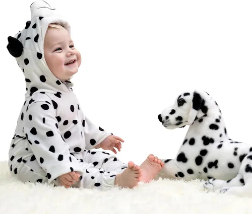 Vista 2 de HollyHOME Mameluco para bebé, disfraz de cachorro de dálmatas, disfraz de cosplay – Mono de una pieza para perro pequeño