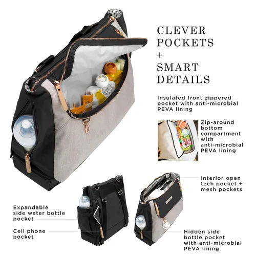 Vista 8 de Petunia Pickle Bottom Mochila pivote, múltiples opciones de transporte, bolsillos aislados, silueta moderna, interior espacioso, índigo/rubor