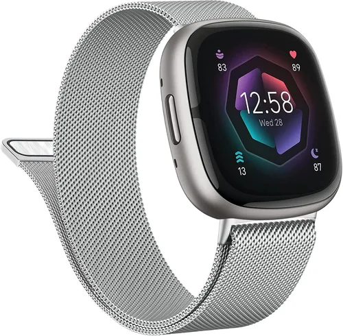 Vista 9 de Vanjua Correa de metal para Fitbit Sense 2 / Sense Bands, Fitbit Versa 4 / Versa 3 correas para mujeres y hombres, correa de repuesto de pulsera