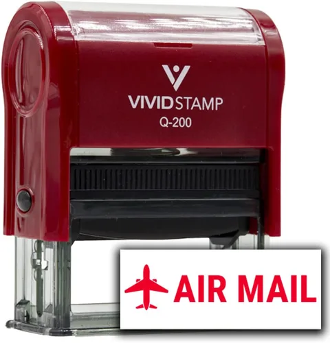 Vista 6 de Vivid Stamp AIR MAIL Sellos de goma autoentintados (tinta negra) - Q-300 Negro