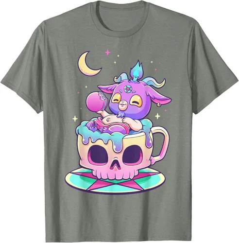 Vista 73 de Kawaii Pastel Goth Cute espeluznante Pentáculo Baphomet - Camiseta de cabra, Negro