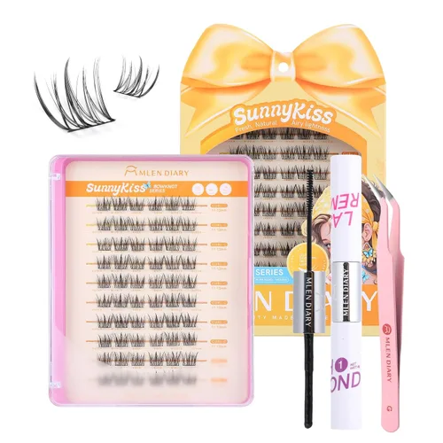 Vista 18 de MLEN DIARY Kit de 80 racimos de pestañas naturales, rizo C, kit de extensiones de pestañas con pinzas removedoras de pestañas de 0.335-0.492 in