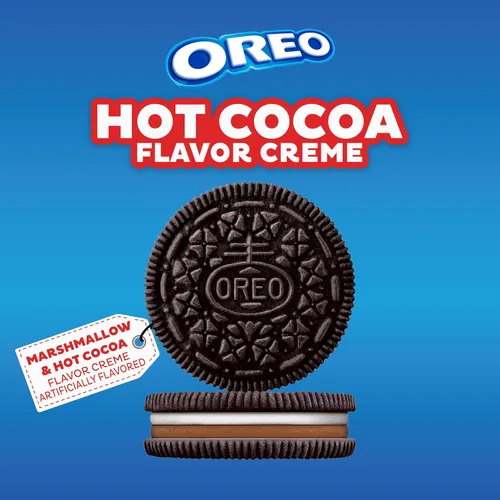 Vista 4 de OREO Galletas sándwich de chocolate con crema de cacao caliente, edición limitada, galletas navideñas, 12.2 onzas