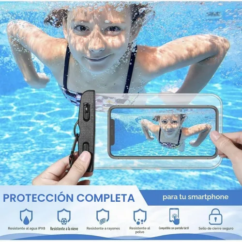 Vista 4 de Baiao Bolsa impermeable para teléfono, funda impermeable de 8.3 pulgadas para iPhone 16, 15, 14, 13 Pro Max, IPX8, bolsa seca para teléfono celular