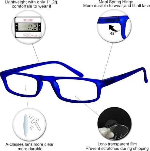 Vista 4 de OCCI CHIARI Gafas de lectura para mujer TR90 lector para hombres 1.0 1.25 1.5 1.75 2.0 2.25 2.5 2.75 3.0 3.5 4.0 5.0 6.0 (azul, 100)