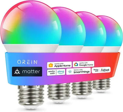Vista 15 de OREiN Matter - Bombilla inteligente, bombillas inteligentes con control remoto que funcionan con Apple Home, Alexa, Google Home, SmartThings