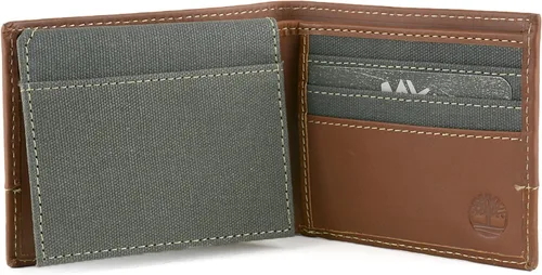 Vista 15 de Timberland Cartera de lona de cuero Baseline para hombre con bolsillo abatible adjunto
