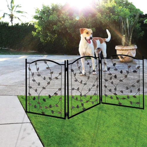 Vista 2 de Etna Productos Puerta de metal para mascotas con diseño de hojas TT