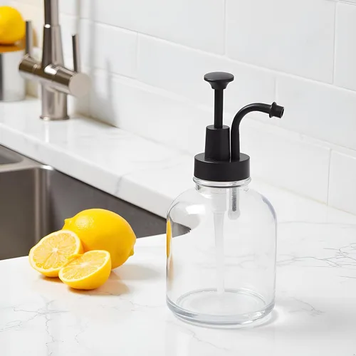 Vista 2 de Dispensador de jabón con bomba de vidrio, dispensador de jabón para manos de cocina, dispensador de crema agria, dispensador de bomba a prueba