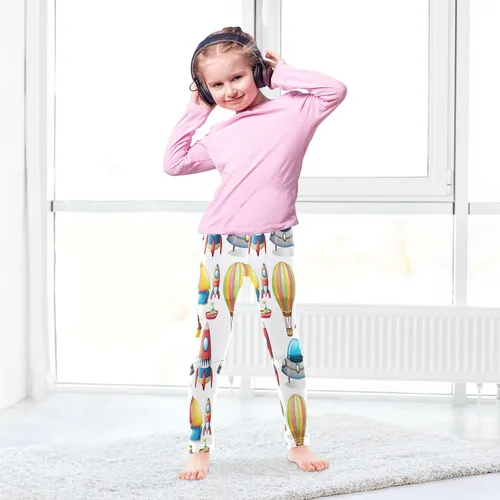 Vista 5 de Hot Air Balloon Baby Girls Toddler Leggings Kind of Toys Rocket Kids Yoga Pants Dance Active Tights 4T