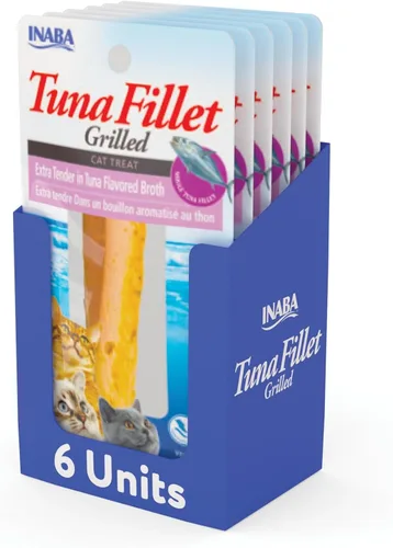 Vista 17 de INABA Filete de atún a la parrilla prémium cortado a mano para gatos, con vitamina E y extracto de té verde, 0.52 onzas cada uno, paquete de 6