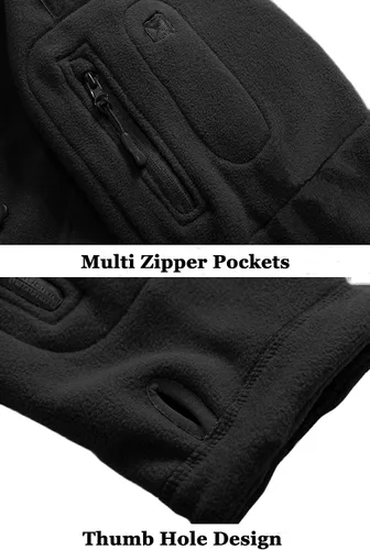 Vista 7 de BIYLACLESEN Chaquetas tácticas de forro polar Softshell para hombre con cremallera completa