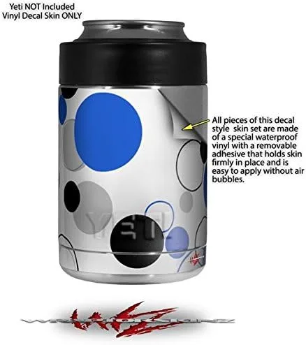 Vista 2 de Lots of Dots Blue on White - Decal Style Skin Wrap fits Yeti Rambler Colster and RTIC Can (Cooler NOT Included)