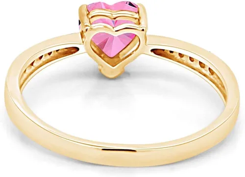Vista 4 de Anillo de promesa solitario en forma de corazón para mujer, centro de 7MM con piedra natal simulada con CZ blanco, anillo apilable de gemas en plata