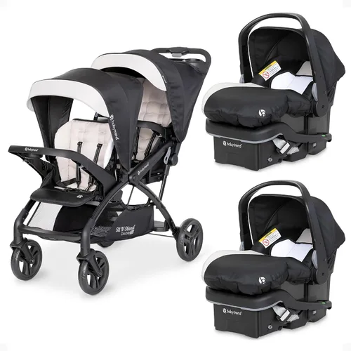 Vista 10 de Baby Trend Sit N' Stand Cochecito doble tándem con 2 asientos de coche para bebé EZ-Lift Plus, Magnolia
