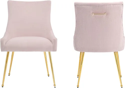 Vista 22 de adochr Juego de 2 sillas de comedor de terciopelo con patas de metal dorado 2-Azul oscuro