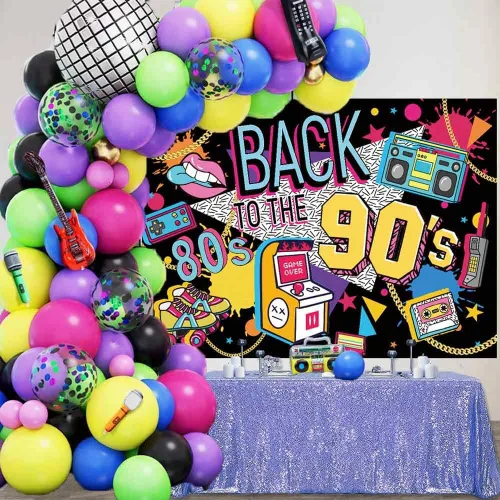 Vista 3 de Sensfun Back to The 80s 90s Backdrop Hip Hop Graffitti I Love The 80's 90's Fondos de fotos para adultos Decoración de fiesta de cumpleaños Retro