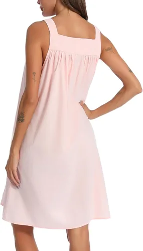 Vista 5 de YOZLY - Camisones de algodón sin mangas para mujer, camisón de tanque de noche con bolsillos