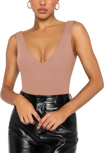 Vista 4 de REORIA Sexy escote en V profundo sin mangas con escote en V sin espalda para salir