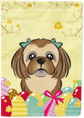Vista 110 de Caroline's Treasures BB1920CHF - Bandera de caza de huevos de Pascua con diseño de bulldog francés, para casa, gran porche, para colgar en la pared