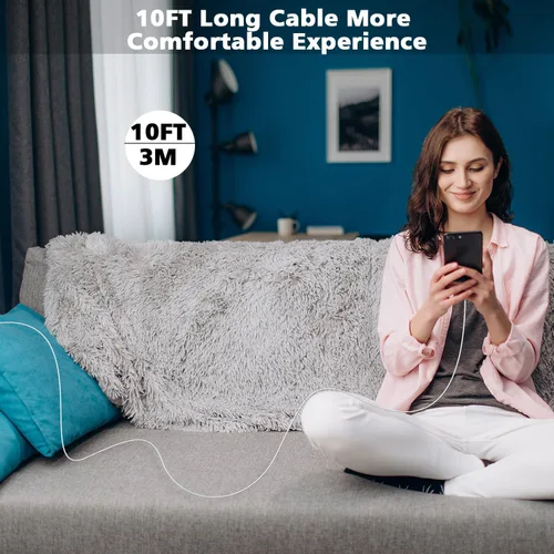 Vista 7 de Cargador de carga rápida para iPhone 17 de 10 pies, adaptador de bloque de carga rápida USBC de 20 W con cable USB C a USB C de 10 pies de largo