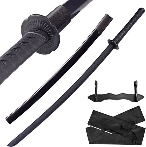 Vista 12 de Espada katana japonesa – Hoja negra de polipropileno con Saya, espada de entrenamiento Samurai para cosplay, 40.1 pulgadas