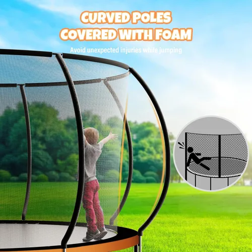 Vista 3 de Kiivakii Outdoor Trampoline Naranja + aro de baloncesto