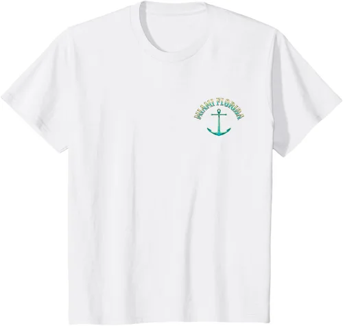 Vista 34 de Camiseta con diseño de pesca en la parte delantera y trasera de Miami Florida USA, Negro
