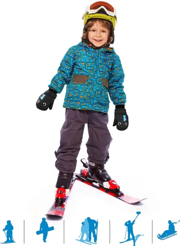 Vista 4 de Guantes de esquí de invierno guantes impermeables con forro de algodón cálido para niños