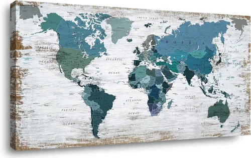 Vista 14 de Lienzo decorativo para pared, diseño de mapa del mundo, diseño de mapa del mundo de la oficina, imágenes para decoración de sala de estar, mapa