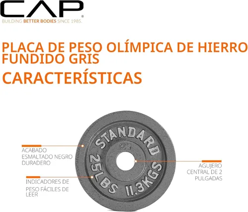 Vista 3 de CAP Barbell Placa de peso olímpica de 2 pulgadas Múltiples opciones
