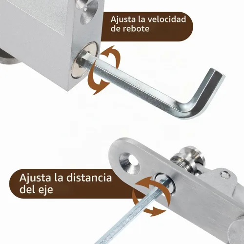 Vista 3 de Ranbo Bisagras de pivote de puerta de cierre automático comercial/casero Bisagras ocultas resistentes para puertas de madera Eje de 360 grados