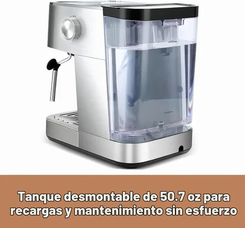 Vista 8 de Gevi - Máquina de café espresso de 20 bares, cafetera programable con espumador de leche Budget under$100; Removable Water Tank; Produce Good