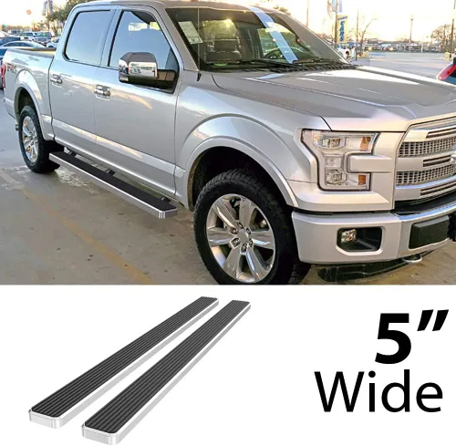 Vista 2 de Eboard - Estribo de 5 pulgadas, color plateado, compatible con Ford F150 SuperCrew Cab 2015-2025 y F150 Lightning 2022-2025 y F-250 F-350 Super Duty
