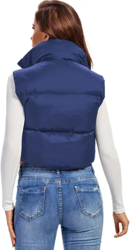 Vista 5 de Fuinloth Chaleco acolchado para mujer, cuello alto y ligero, con cremallera