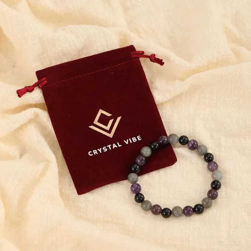 Vista 70 de Crystal Vibe Pulseras de cuentas de 0.315 in para mujeres y hombres, pulseras de cristal con piedras preciosas naturales, tamaño elástico ajustable