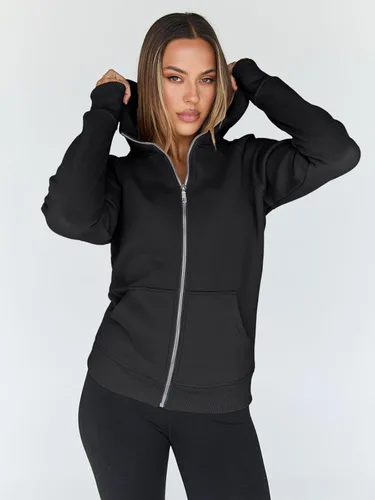Vista 72 de Trendy Queen Sudaderas con capucha y cremallera para mujer, chaquetas de vellón, talla extragrande, moda de otoño e invierno